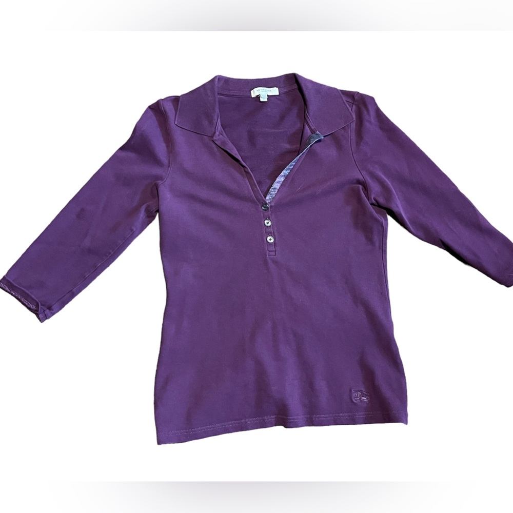 Purple Burberry stretch polo shirt - size small